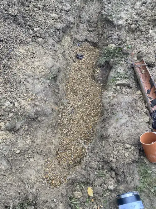 Groundworks for a garden drain relining project