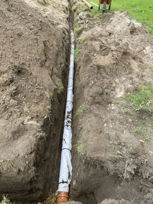 External drain trench, ready for pipework