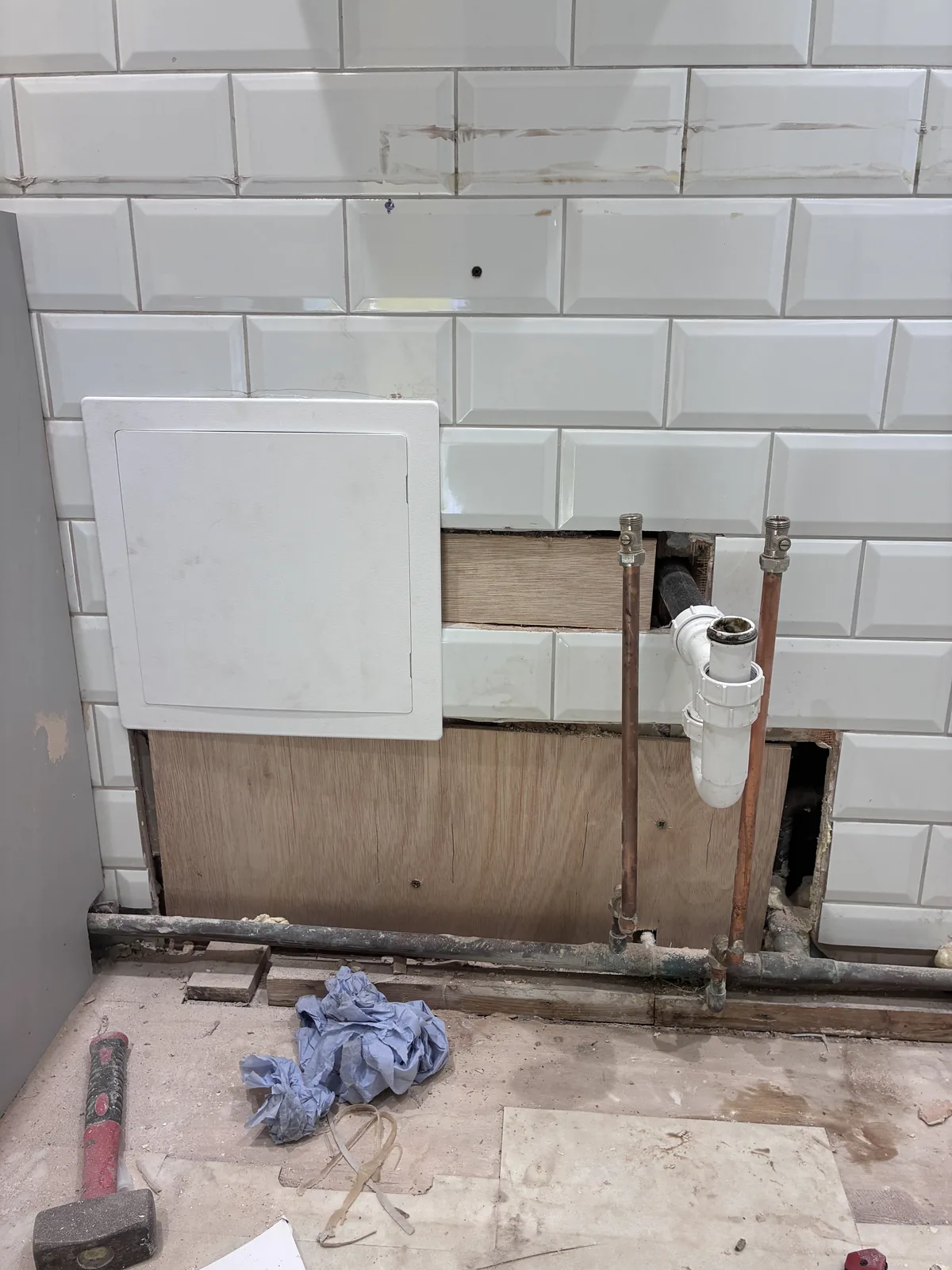 bathroom pipework repair project photo