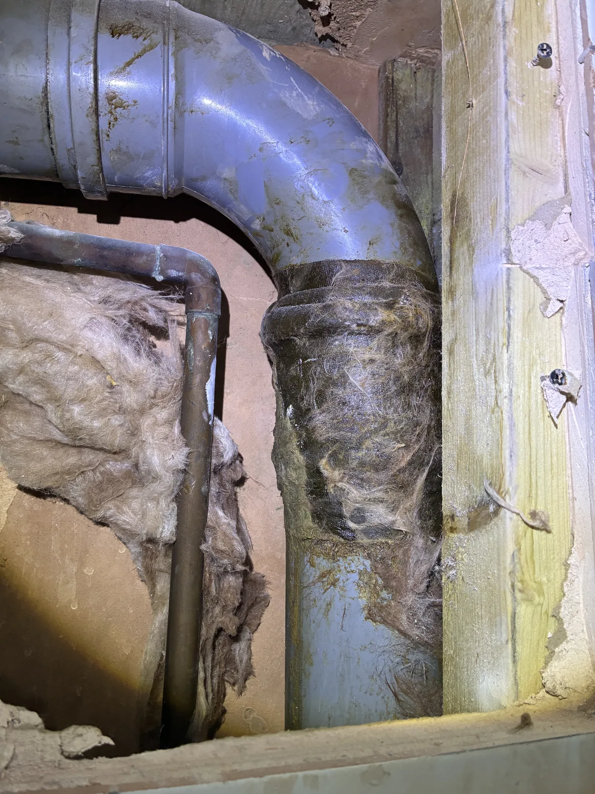 Original bathroom soil stack before repair