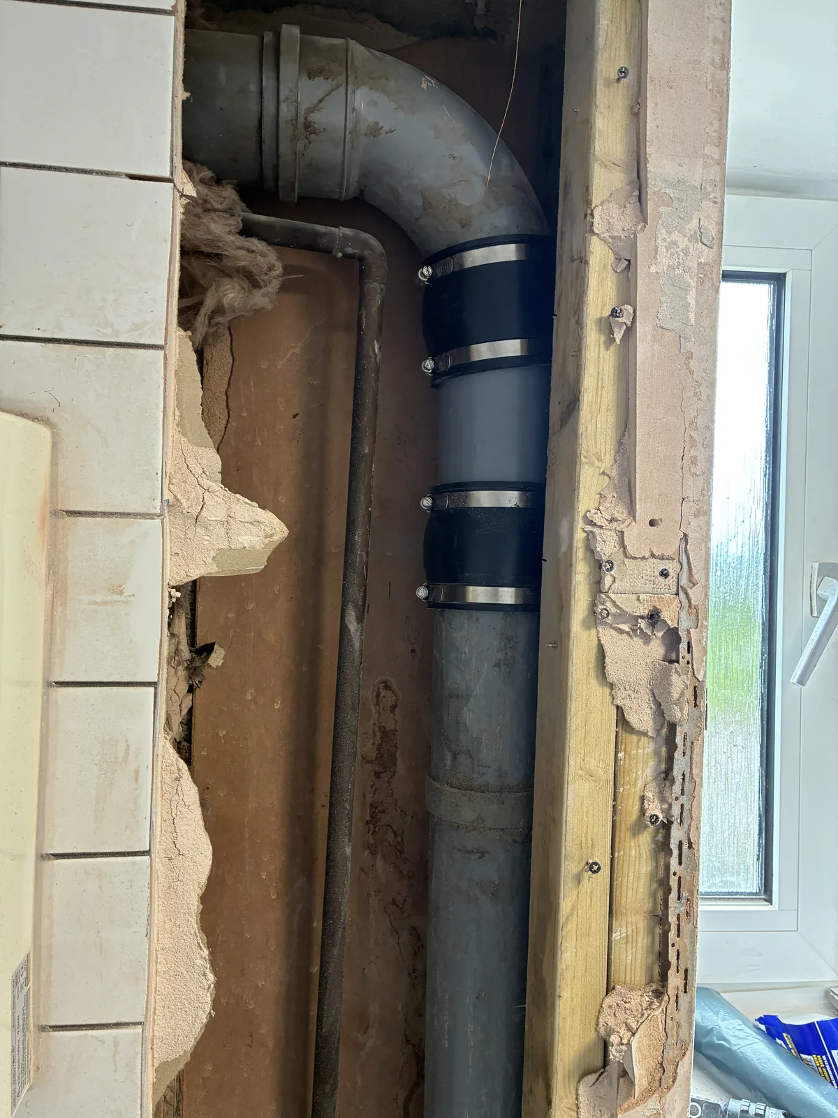 Completed bathroom soil stack repair