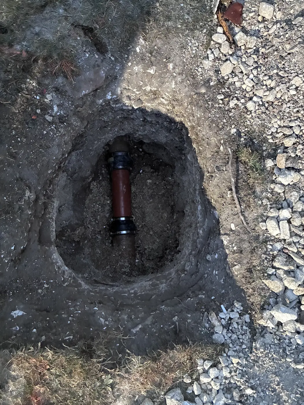 Replacement drain section installed during the emergency excavation