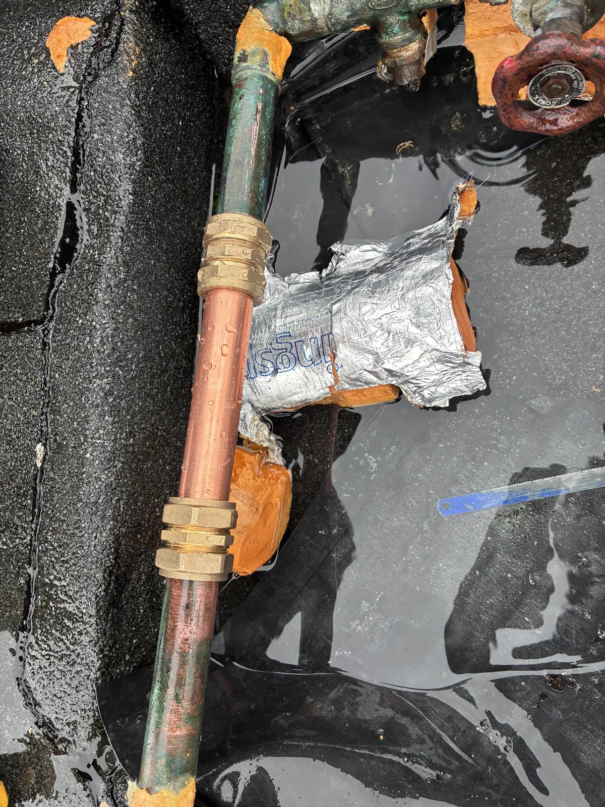 Rooftop Water Pipe Repair repair work